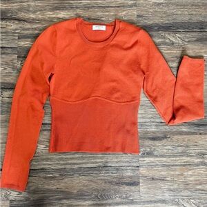 Aritzia Babaton Vibrant Orange Knit Top